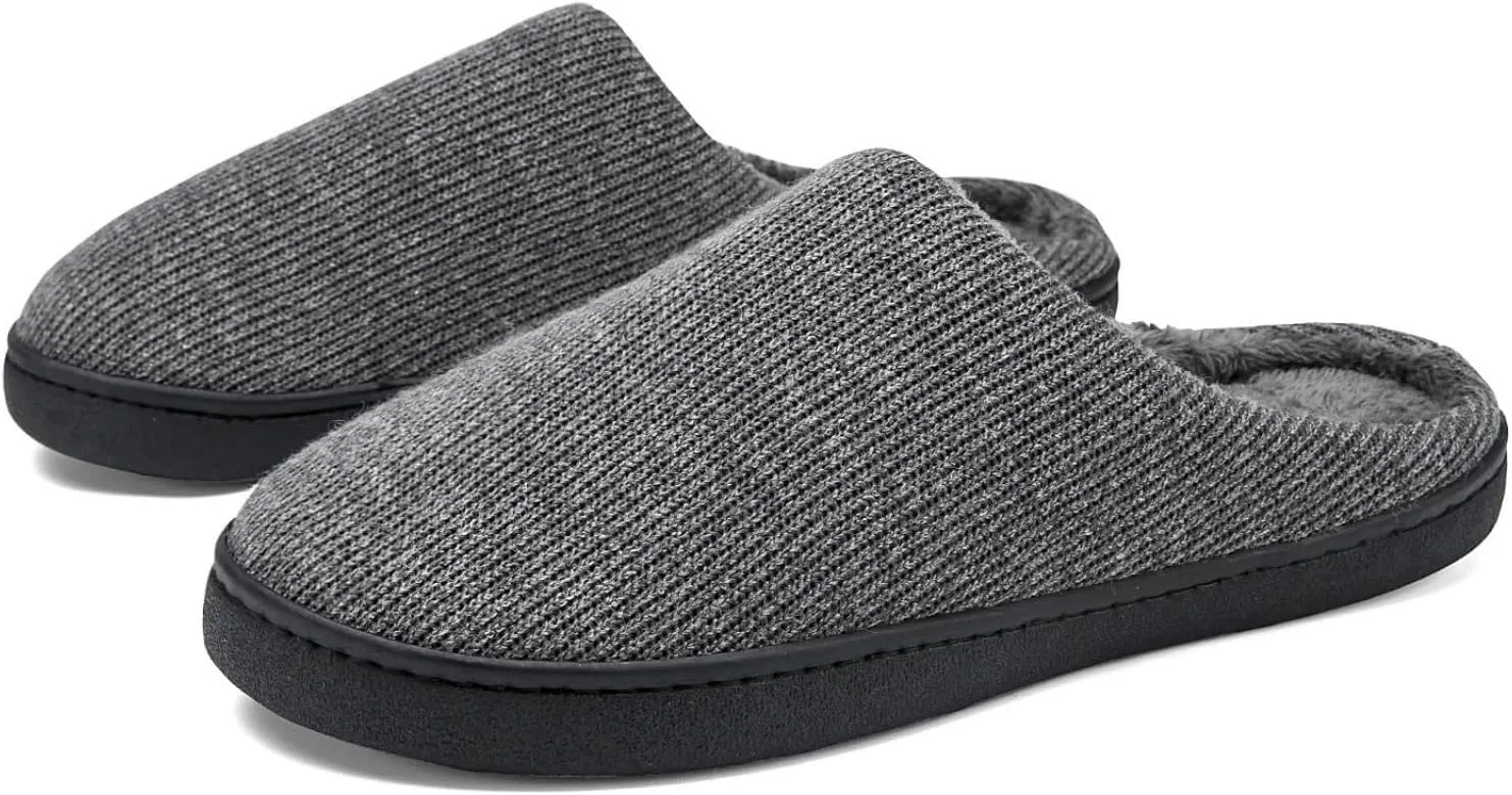 High-Density Mens Clog Slippers Two-Tone Cotton-Blen, Memory Foam bottom Warm House Slippers Suitable for Walking in the Park and Relaxing at Home.