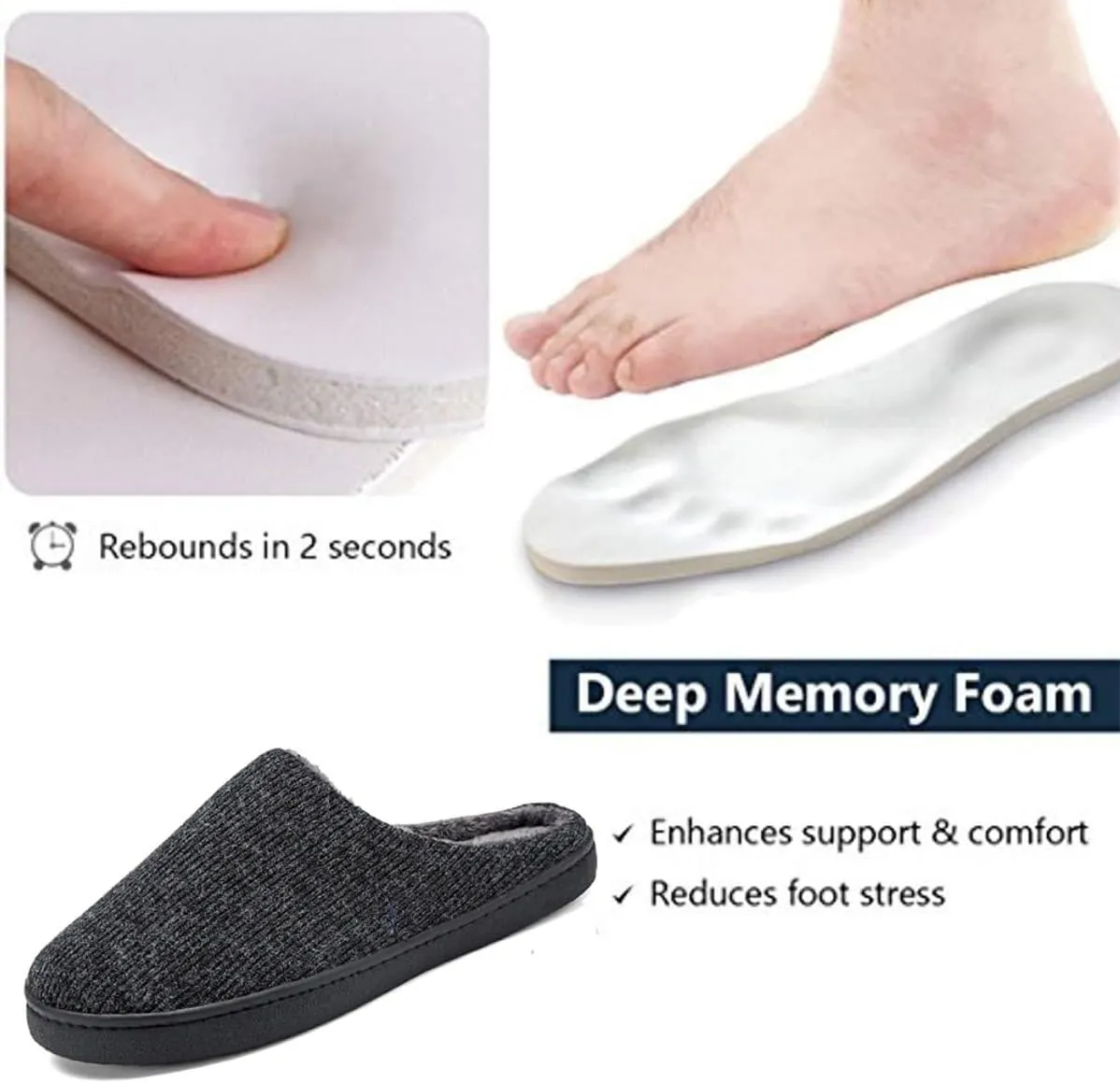 High-Density Mens Clog Slippers Two-Tone Cotton-Blen, Memory Foam bottom Warm House Slippers Suitable for Walking in the Park and Relaxing at Home.