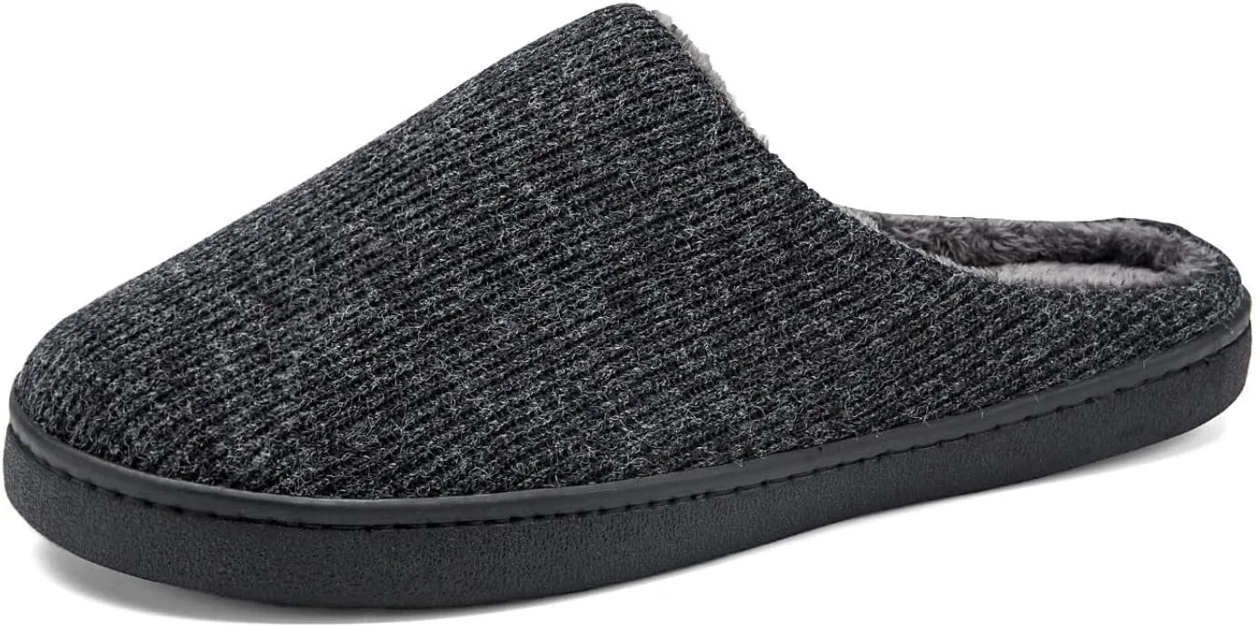 High-Density Mens Clog Slippers Two-Tone Cotton-Blen, Memory Foam bottom Warm House Slippers Suitable for Walking in the Park and Relaxing at Home.