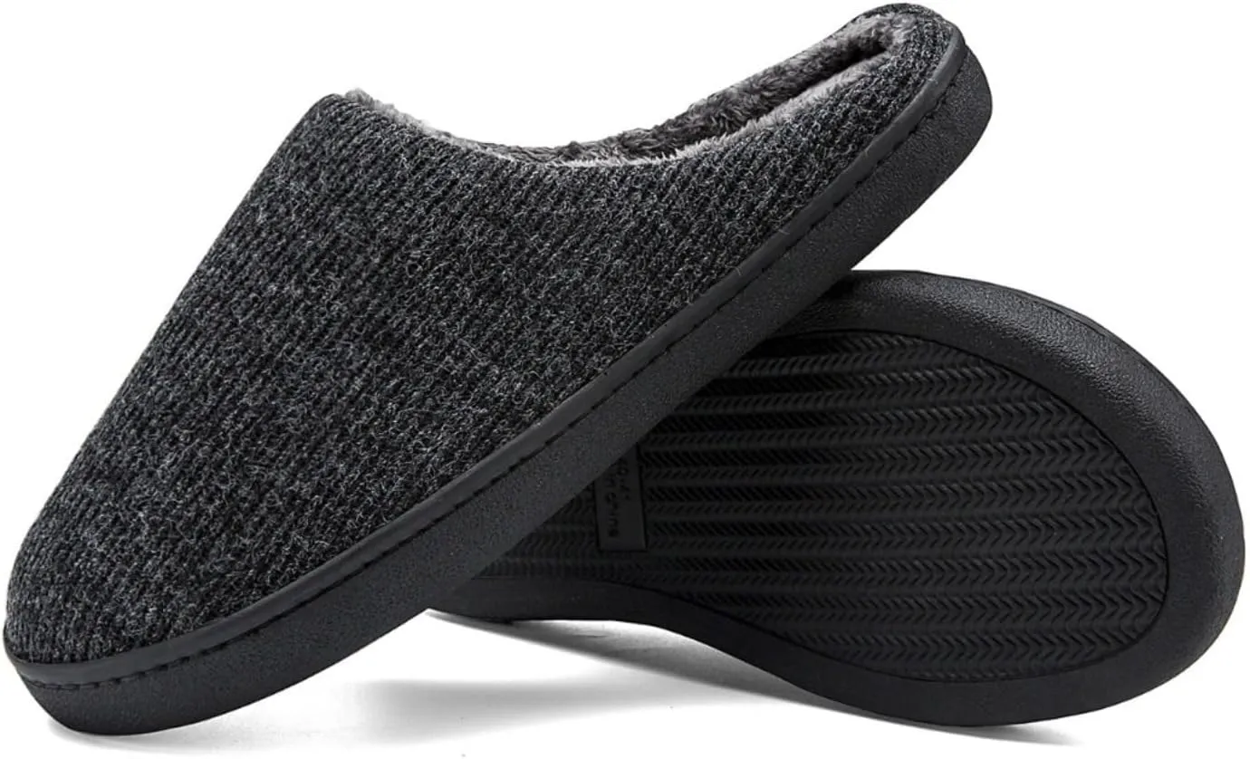 High-Density Mens Clog Slippers Two-Tone Cotton-Blen, Memory Foam bottom Warm House Slippers Suitable for Walking in the Park and Relaxing at Home.