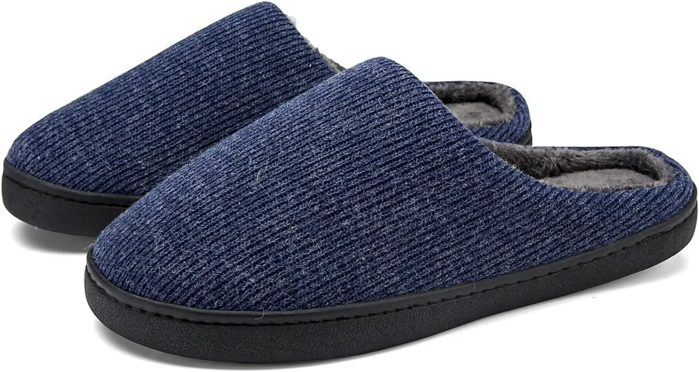 High-Density Mens Clog Slippers Two-Tone Cotton-Blen, Memory Foam bottom Warm House Slippers Suitable for Walking in the Park and Relaxing at Home.