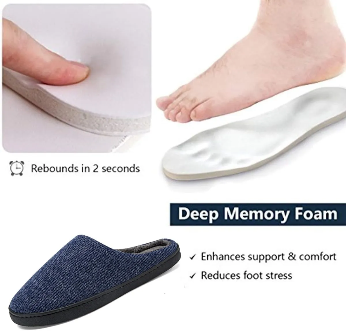 High-Density Mens Clog Slippers Two-Tone Cotton-Blen, Memory Foam bottom Warm House Slippers Suitable for Walking in the Park and Relaxing at Home.