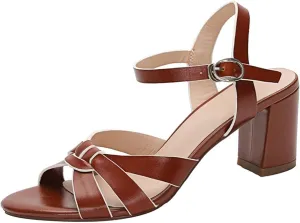 High Heels Elegant Cowhide High Heel Sandals for Women Gladiator Style with Buckles Round Toe Casual Footwear