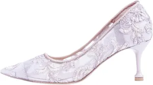 High Heels Elegant Embroidered High Heel Wedding Shoes for Brides Lace Mesh Design