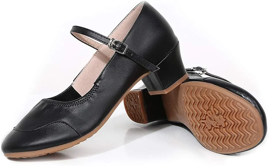 HIPPOSEUS Women Character Shoes Low Heel Latin Ballroom Salsa Tango Teacher Dance Shoes
