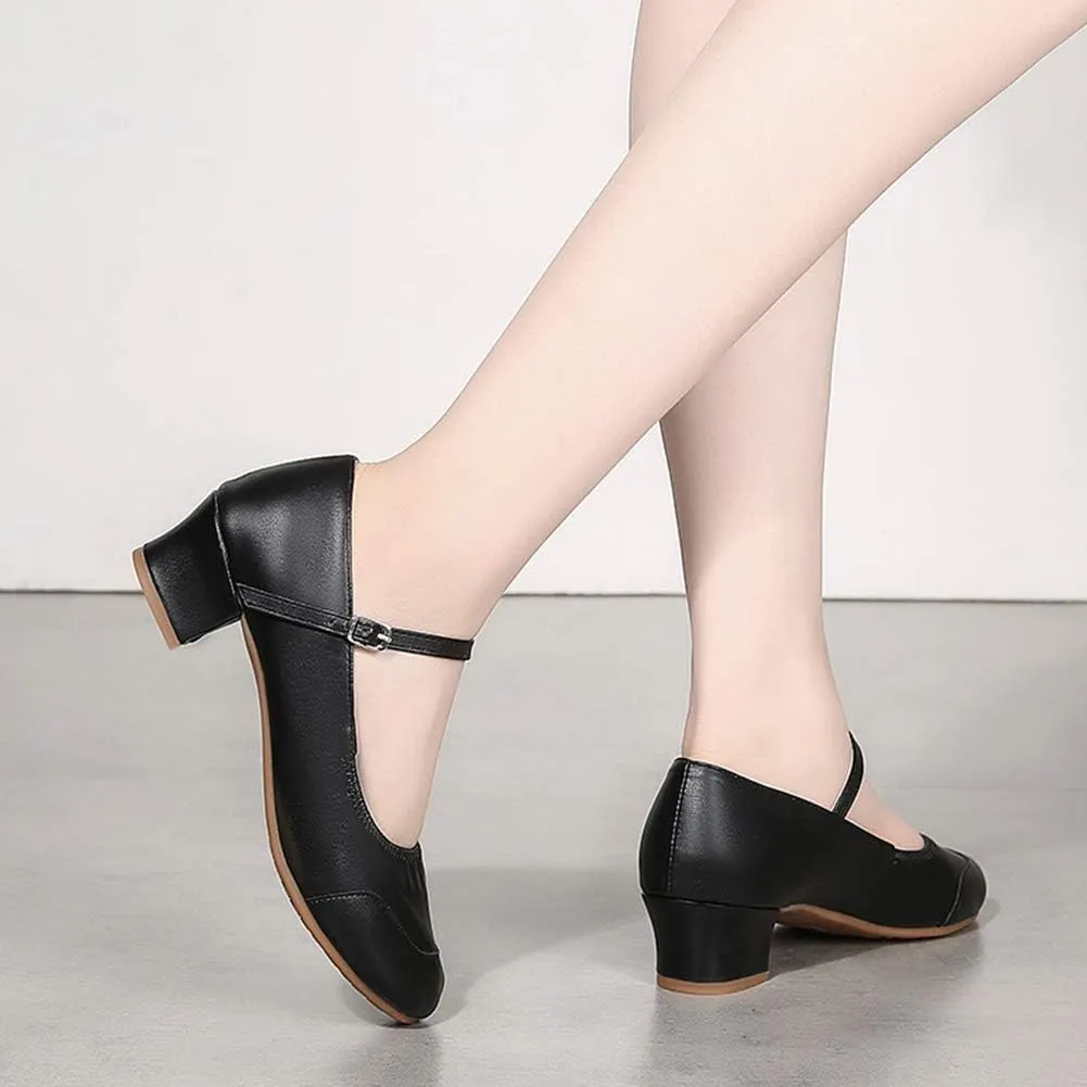 HIPPOSEUS Women Character Shoes Low Heel Latin Ballroom Salsa Tango Teacher Dance Shoes