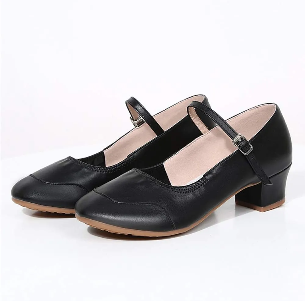 HIPPOSEUS Women Character Shoes Low Heel Latin Ballroom Salsa Tango Teacher Dance Shoes