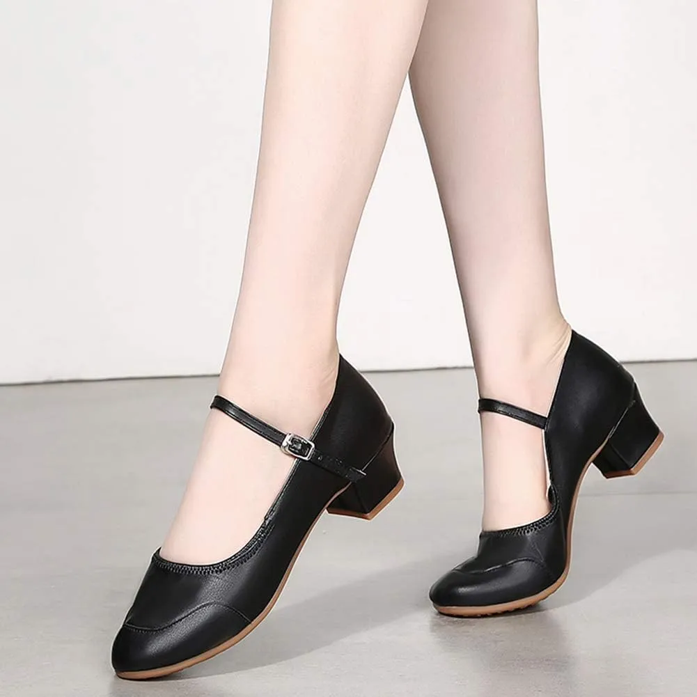 HIPPOSEUS Women Character Shoes Low Heel Latin Ballroom Salsa Tango Teacher Dance Shoes