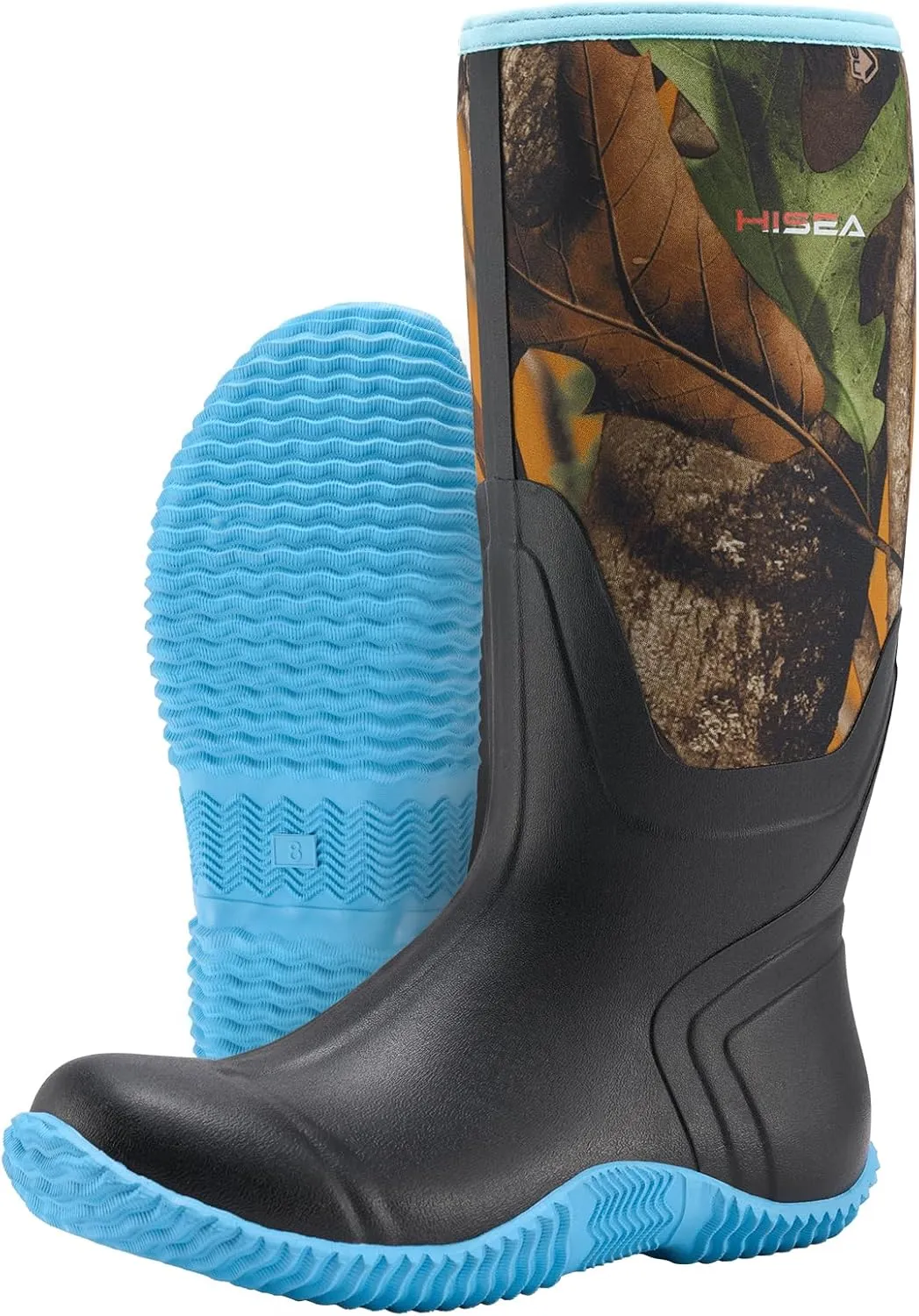 HISEA Women's Rain Boots, Knee High Rubber Boots Waterproof Insulated Neoprene Muck Boots, Durable Anti-Slip Outdoor Work Boots for Hunting Gardening Farming Yard Mud Working
