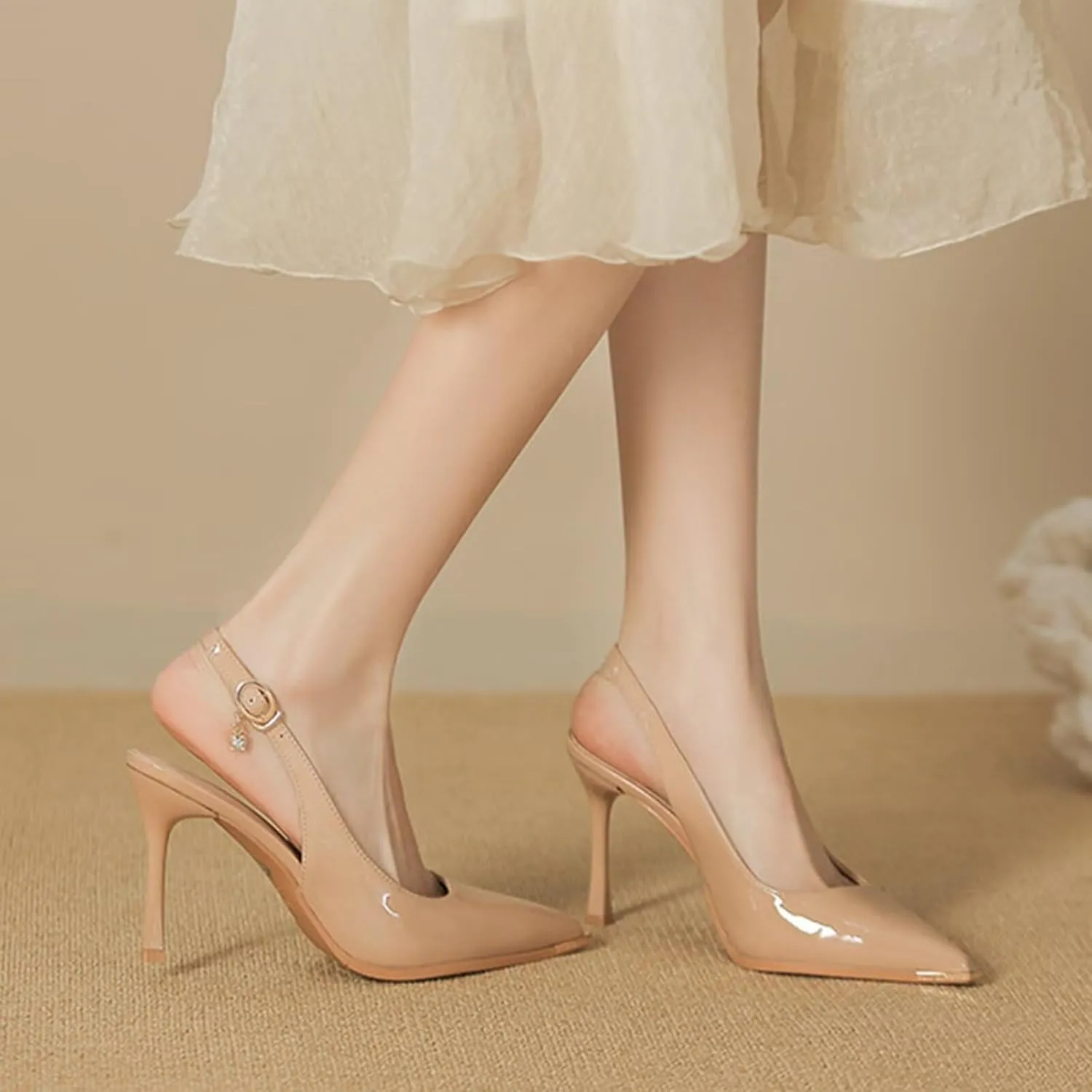 HNVAVQ Slingback Heels for Women Pumps Pointed Closed Toe Sexy Stiletto High Heels Elegant Cute Wedding Work Office Prom Fashion Dress Shoes Wide Feet