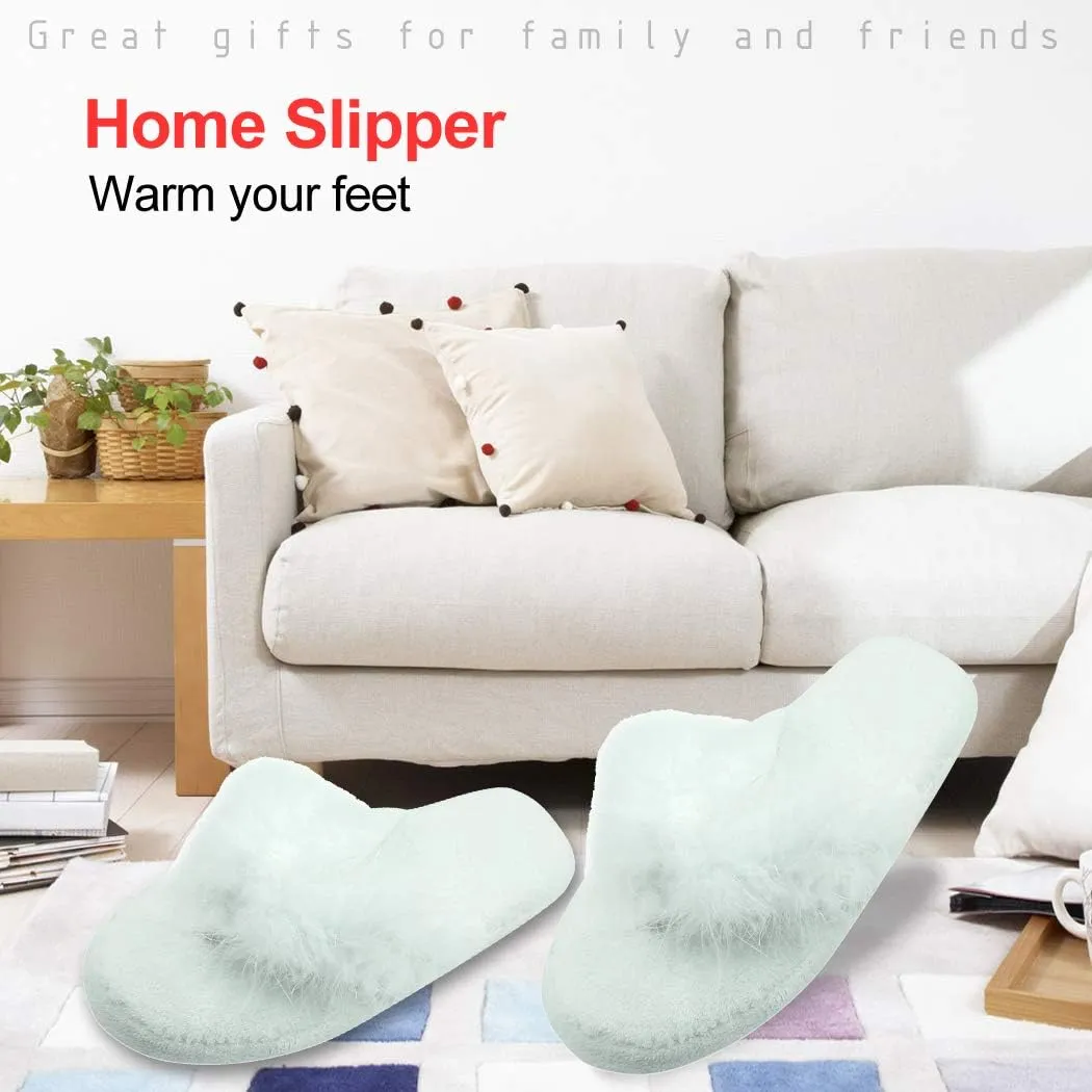 Home Slipper Women's Soft Fleece Indoor Non-Slip House Flip-Flops SPA Thong Slippers