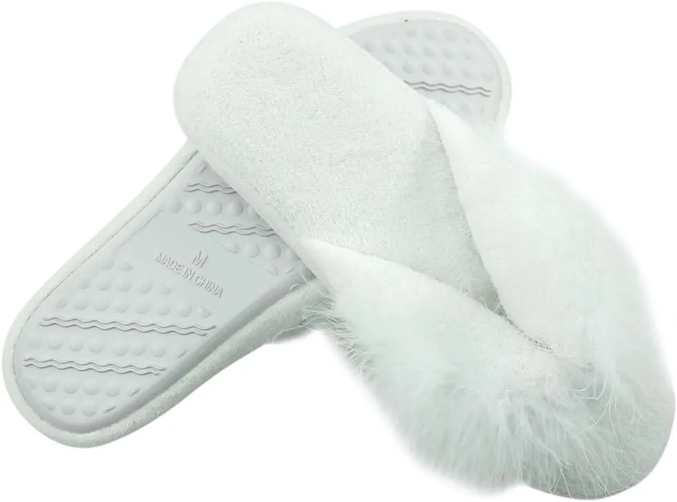 Home Slipper Women's Soft Fleece Indoor Non-Slip House Flip-Flops SPA Thong Slippers