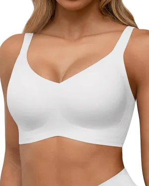 HORISUN Seamless Bras Full Coverage Wireless Push Up Bra for Women No Underwire Comfort V Neck Bralettes with Support
