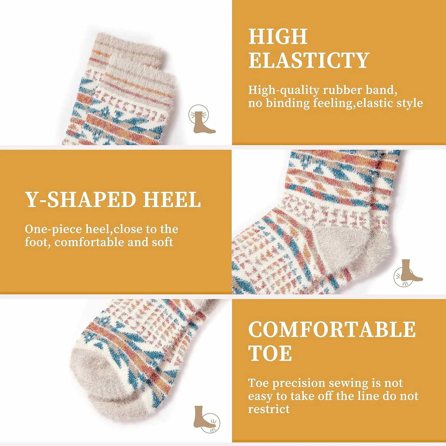 ICEIVY 5 Pair Fuzzy Cozy Socks for Women - Warm Comfy Soft Casual Home Sleep Winter Wool Socks - Gifts for Women