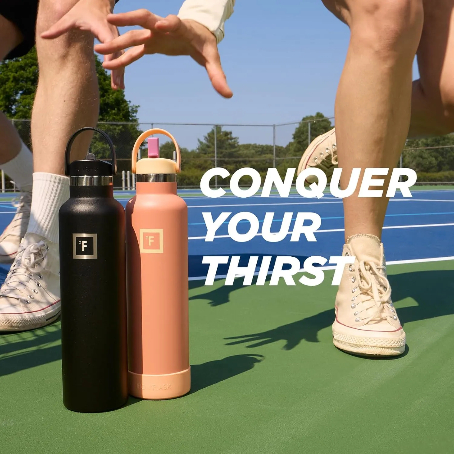 IRON °FLASK Camping & Hiking Hydration Canteens - Narrow Straw Lid & Boot - Leak Proof Vacuum Insulated Stainless Steel - Hot & Cold Double Walled Sports Water Bottle - Dream Sunset, 24 Oz