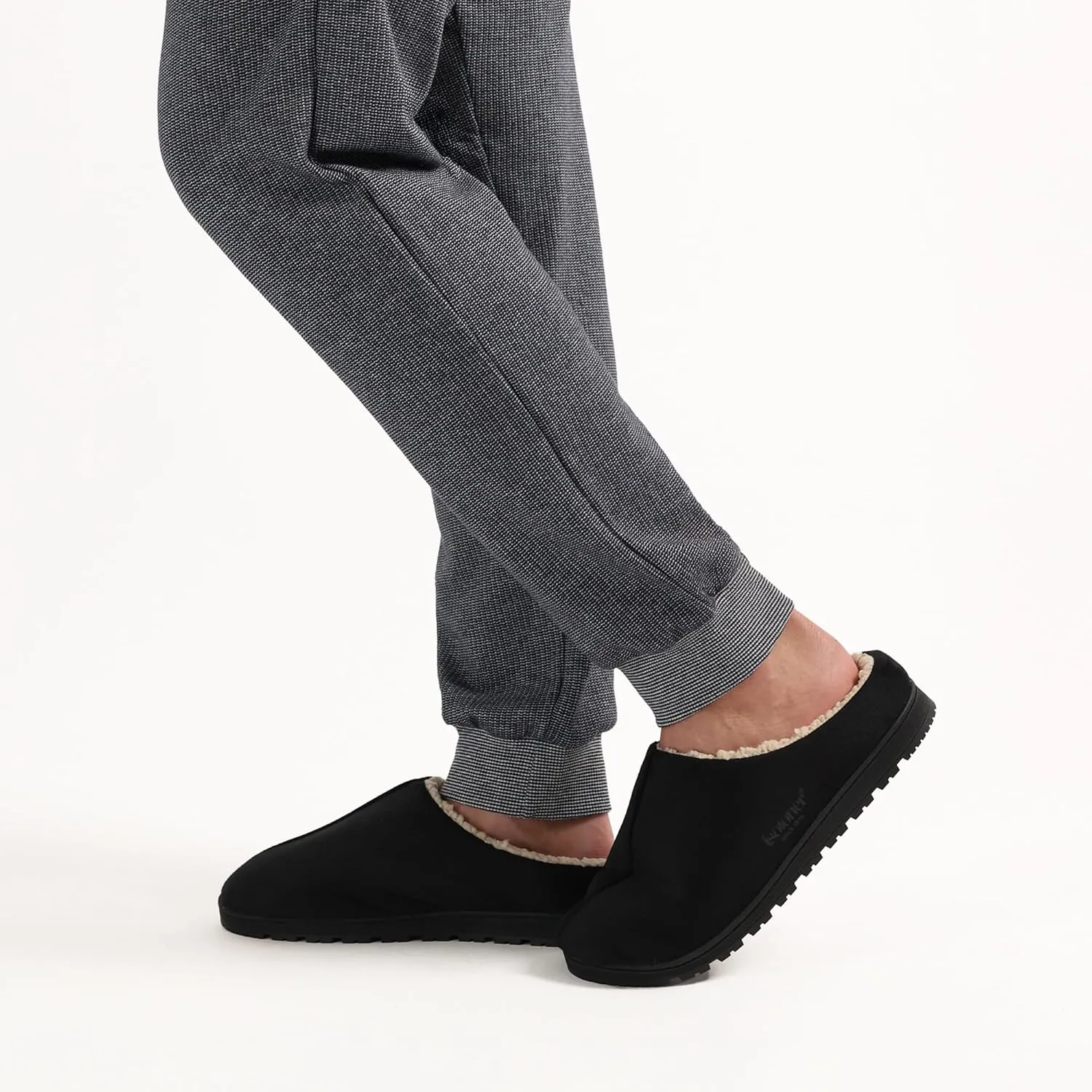 isotoner Men's Rory Slipper-Gel Memory Foam Clogs-Durable Microsuede with Sherpa Lining