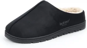 isotoner Men's Rory Slipper-Gel Memory Foam Clogs-Durable Microsuede with Sherpa Lining