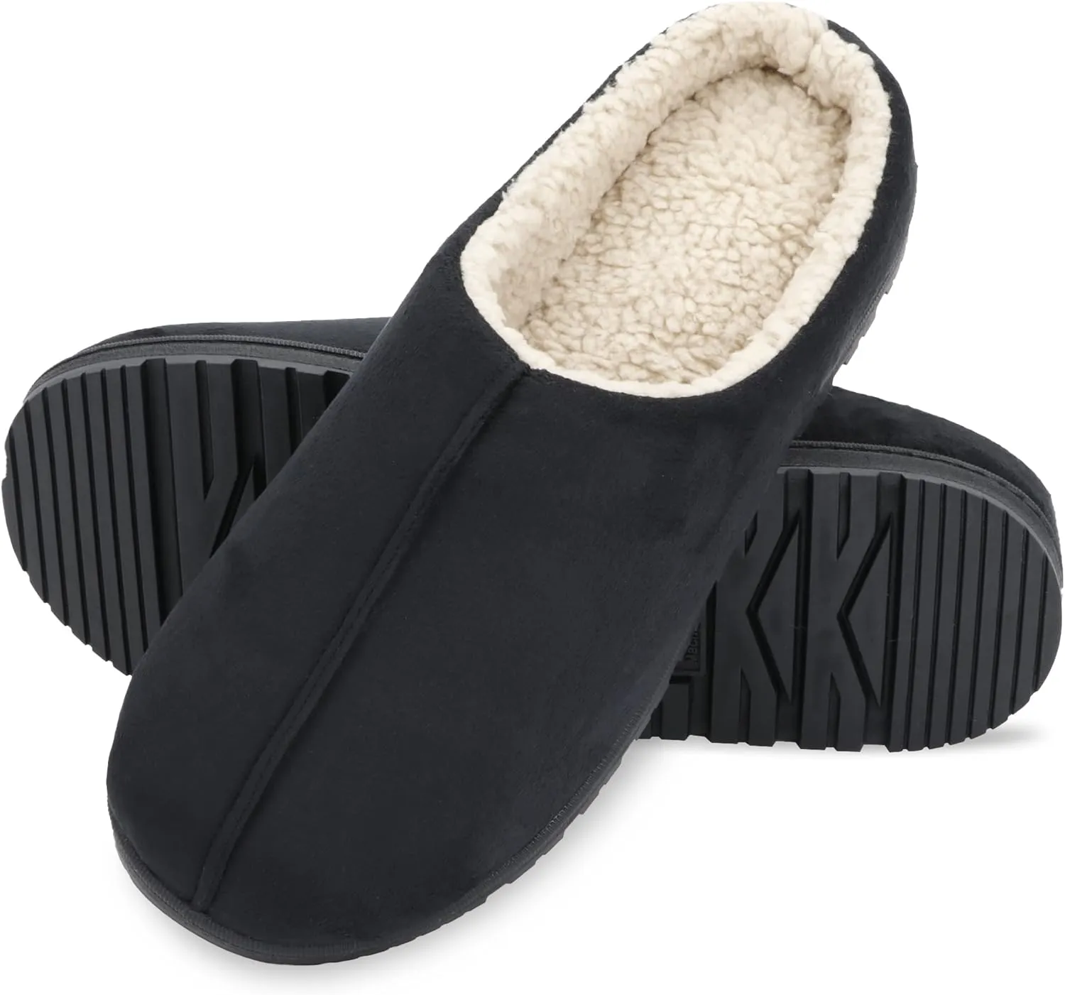 isotoner Men's Rory Slipper-Gel Memory Foam Clogs-Durable Microsuede with Sherpa Lining