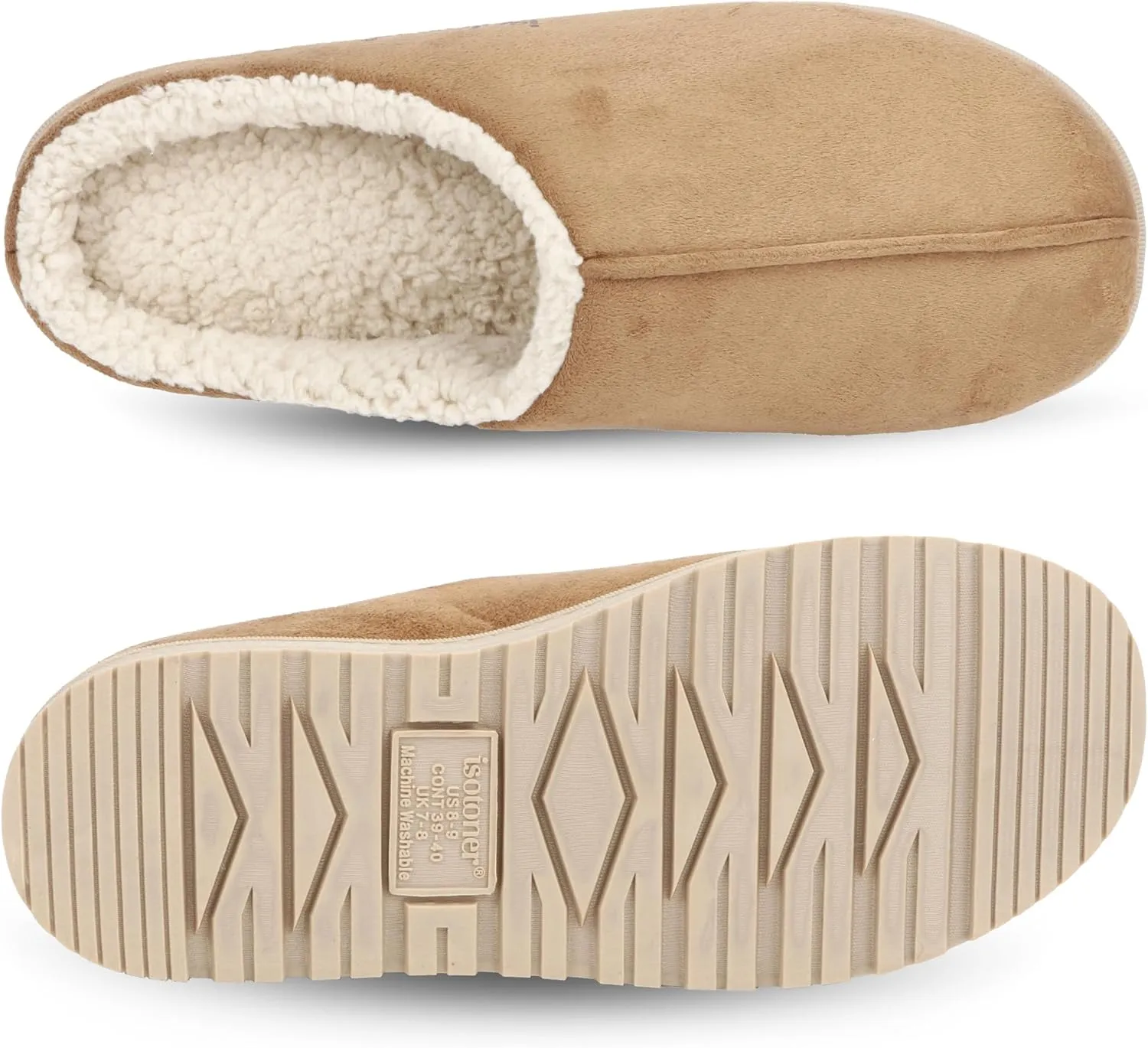 isotoner Men's Rory Slipper-Gel Memory Foam Clogs-Durable Microsuede with Sherpa Lining