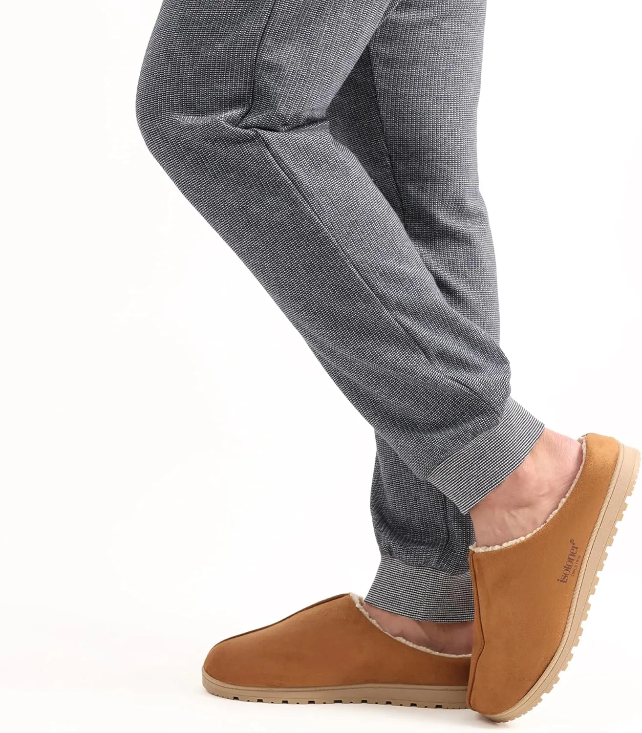 isotoner Men's Rory Slipper-Gel Memory Foam Clogs-Durable Microsuede with Sherpa Lining