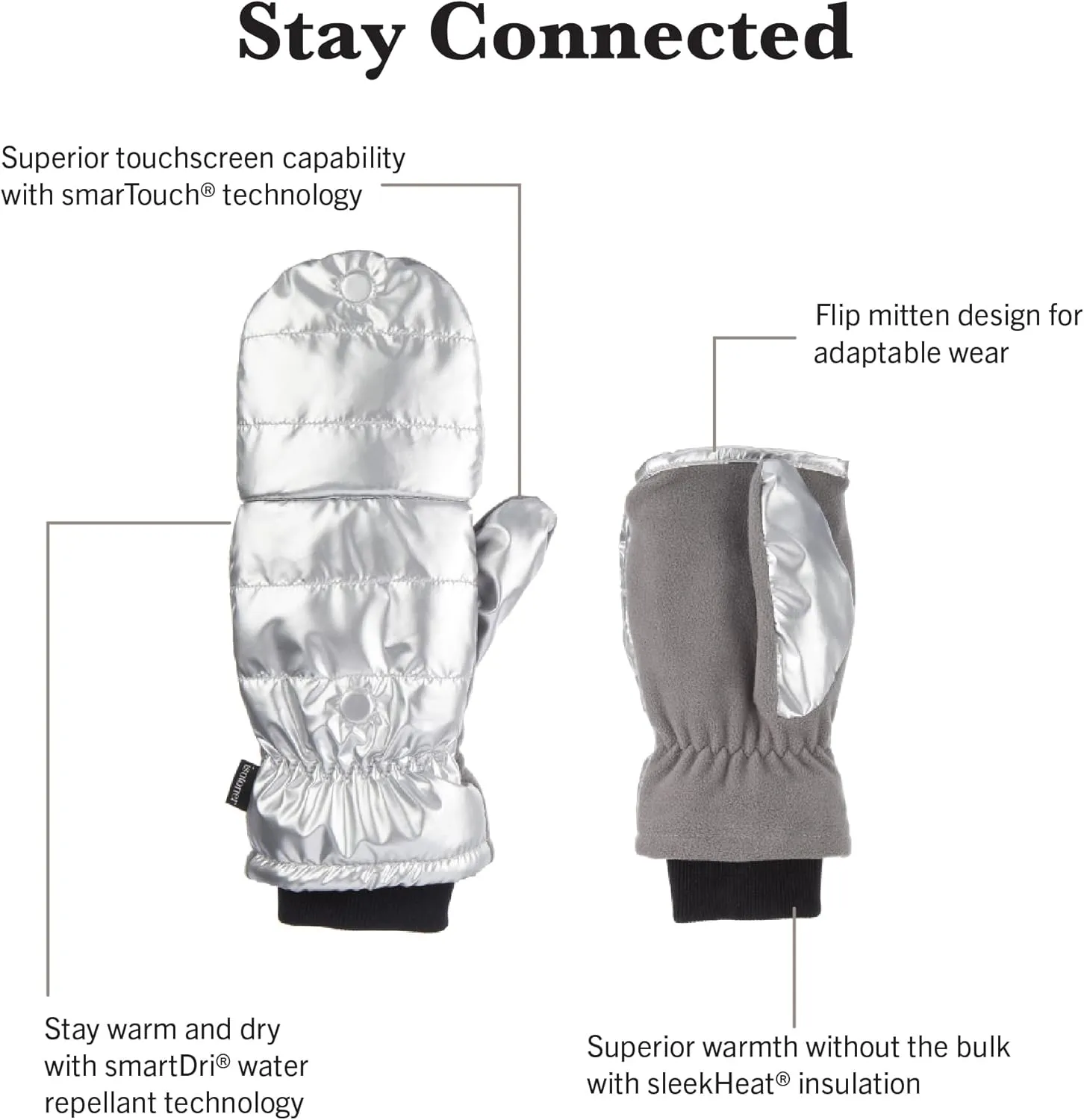 isotoner womens Iridescent Sleekheat Glove Or Flip Top Mitten
