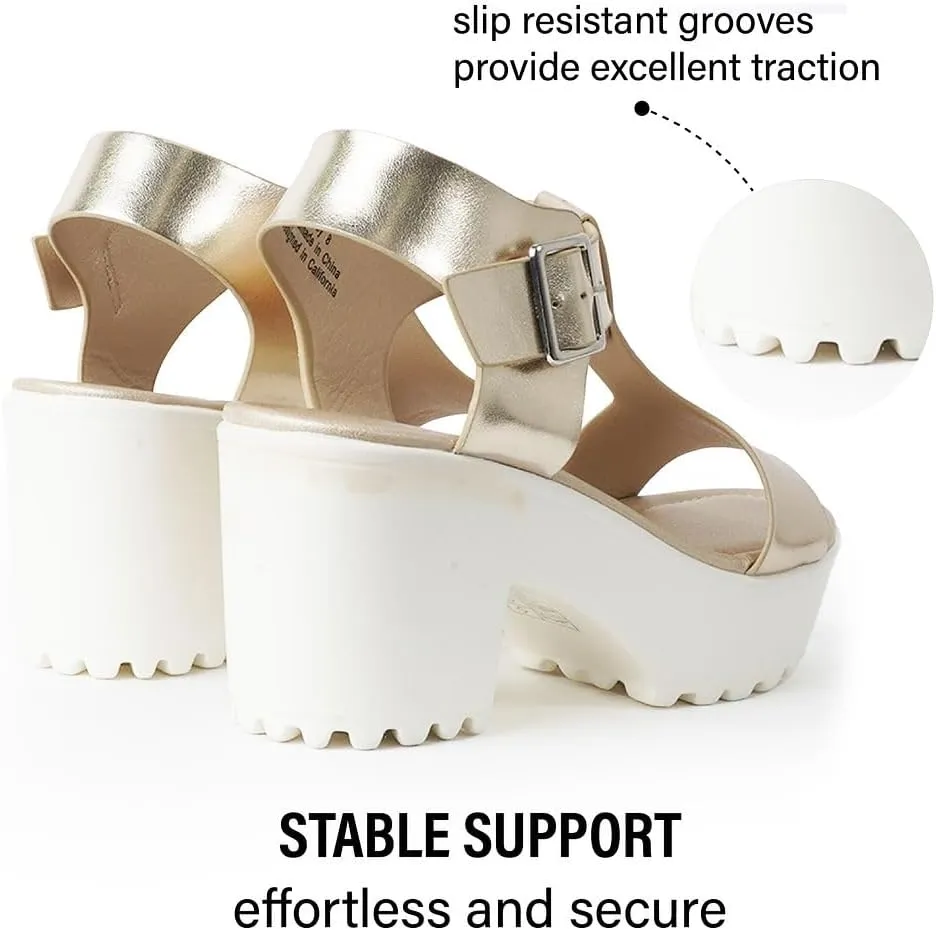 J. Adams Corby Platform Sandals Heeled Sandals for Womens - T-Strap Chunky Mid Heel Sandal Wedges for Women - Women's Footwear Platform Shoes - Summer Shoes for Women