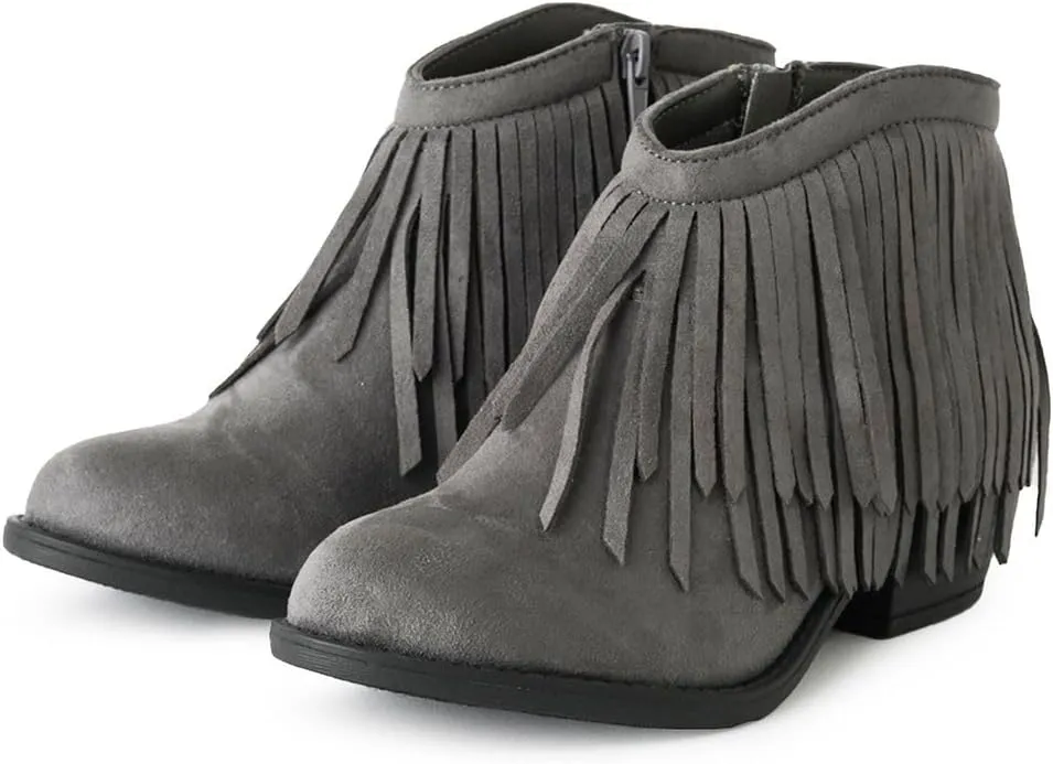 J. Adams Marrow Ankle Boot - Western Fringe Cowboy Low Heel Bootie