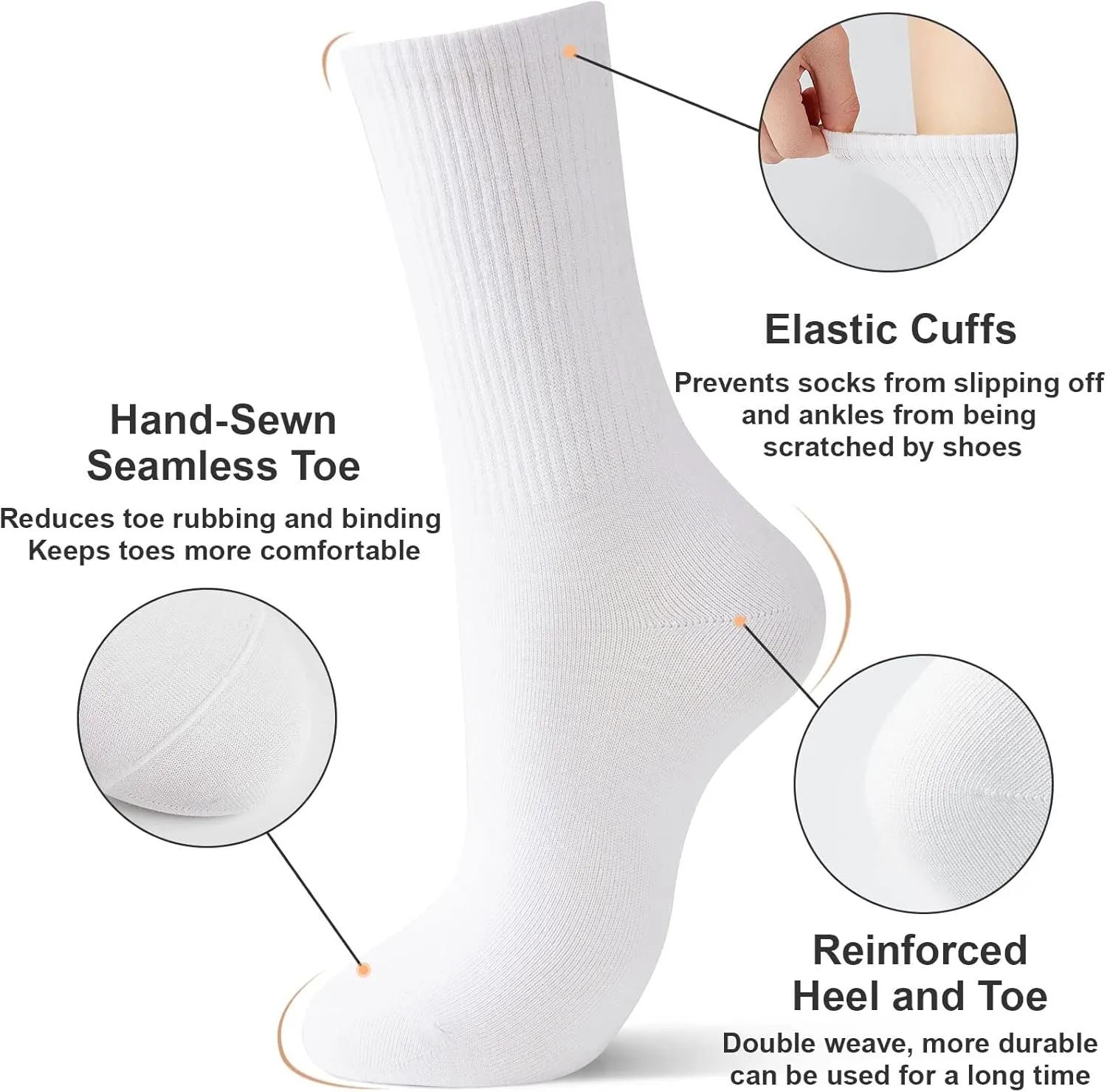 J-BOX Women Cotton Crew Socks - Breathable Thin Dress Socks for Business & Casual, Soft Comfort Above Ankle Wear