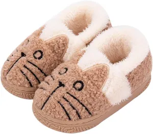 JadeRich Adults/Kids Cute Cat Animal Shoes Fleece Warm Boot Shoes Memory Foam Lightweight Slippers