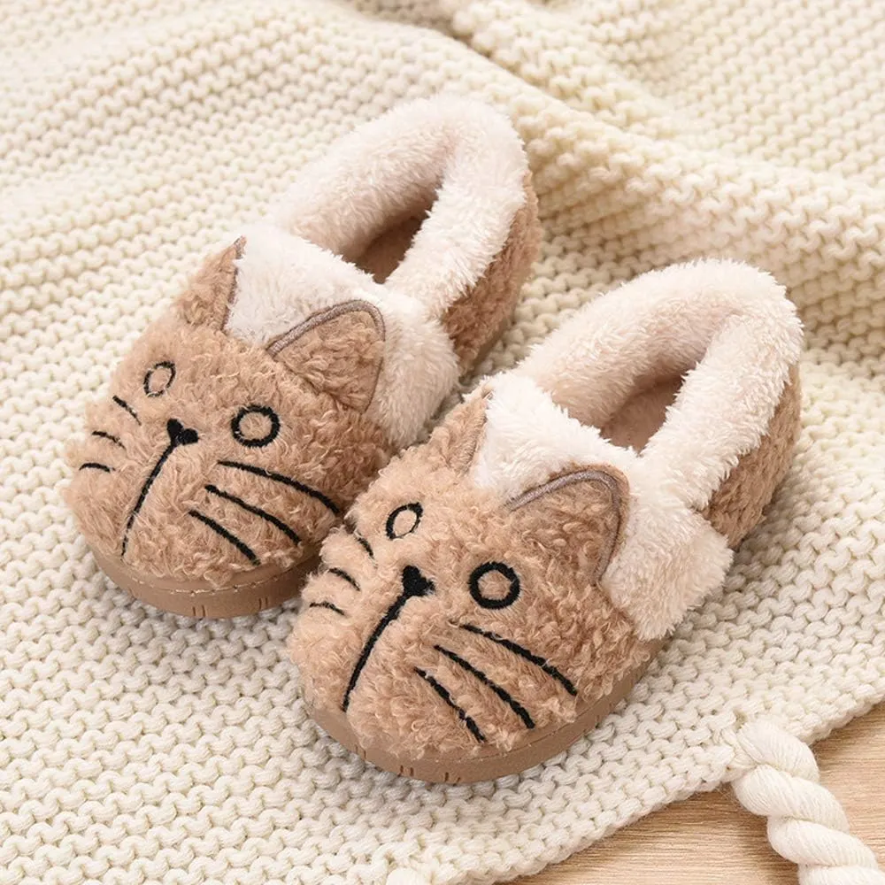 JadeRich Adults/Kids Cute Cat Animal Shoes Fleece Warm Boot Shoes Memory Foam Lightweight Slippers
