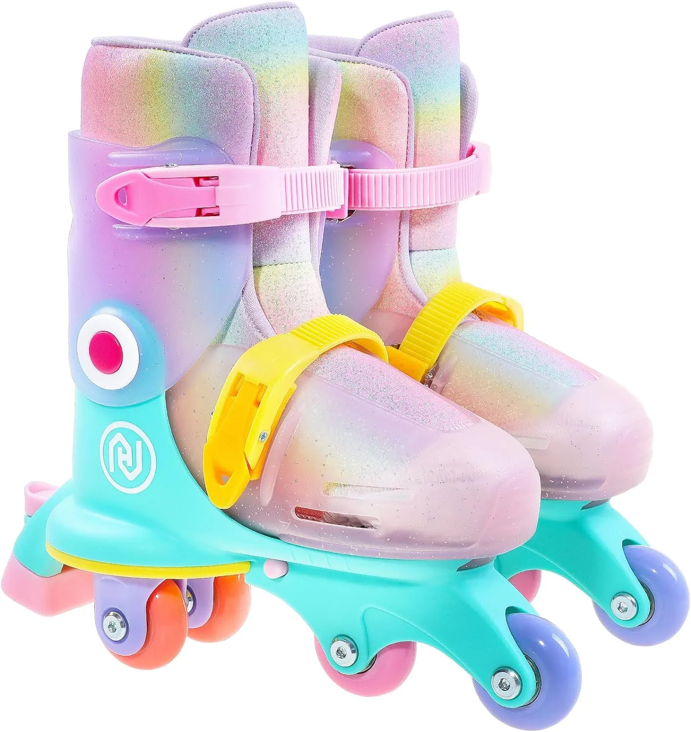 JajaHoho Roller Skates for Kids, Adjustable Convertible 2-in-1 Skates, Age 3-7,Junior Size 7-12, Tri-Wheels to Inline Skates, Light up Wheel, Inline Skates for Boys Girls Toddler