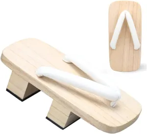 Japanese Shoe Clogs Wooden Geta Sandals Clog Wooden Slippers Shoes Heel Height Two-Tooth Clog Japanese Men's Flip Flop Wooden Slipper for Women(White,EUR 42-43)