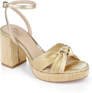 Jewel Badgley Mischka Tyler Ribbed Open Toe Block Heels