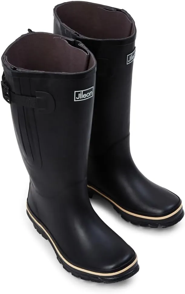 Jileon Extra Wide Calf Rain Boots - Ideal for Wide Feet, Ankles & Calves - Fit 16 to 23” Calves - Durable & Waterproof