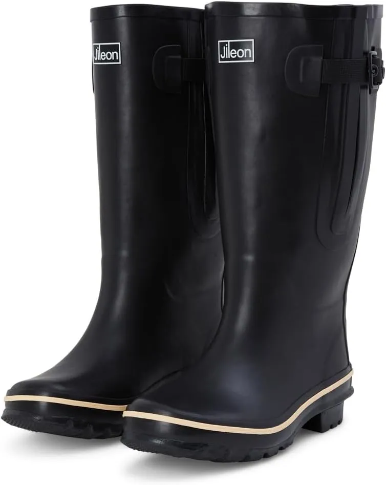 Jileon Extra Wide Calf Rain Boots - Ideal for Wide Feet, Ankles & Calves - Fit 16 to 23” Calves - Durable & Waterproof