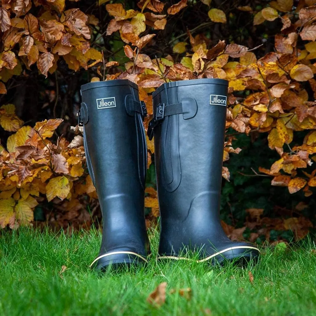 Jileon Extra Wide Calf Rain Boots - Ideal for Wide Feet, Ankles & Calves - Fit 16 to 23” Calves - Durable & Waterproof