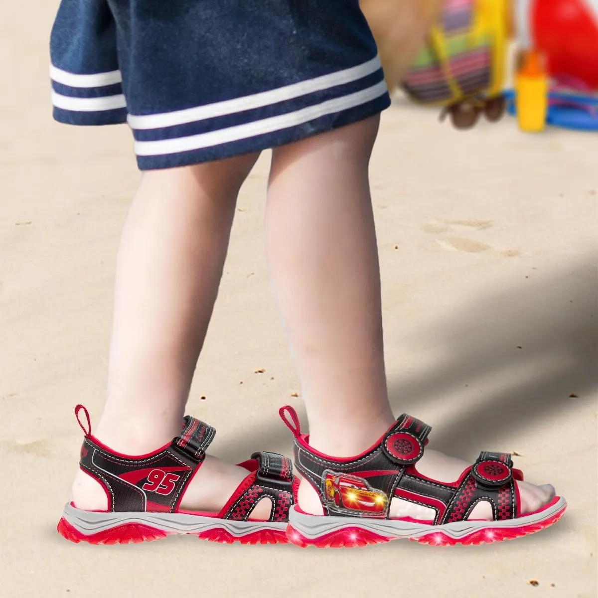 Josmo Kids Cars Toy Story Mickey Sandal LED Light Up Slides (Toddler-Little Kid)