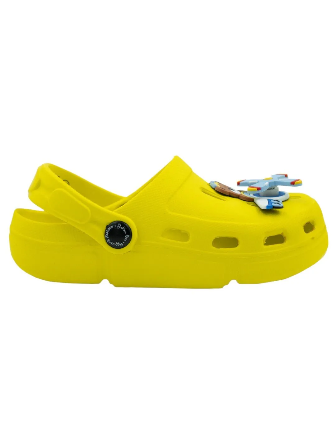 Joyful Sky-Themed Flying Bear Pilot Clogs for Boys-Yellow