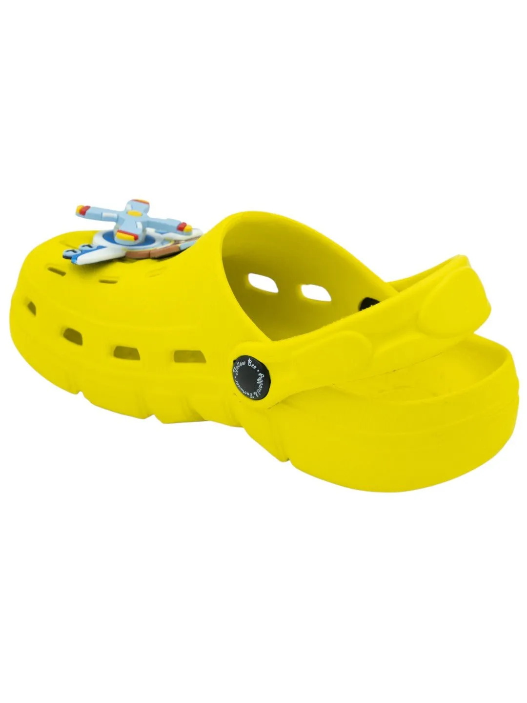 Joyful Sky-Themed Flying Bear Pilot Clogs for Boys-Yellow