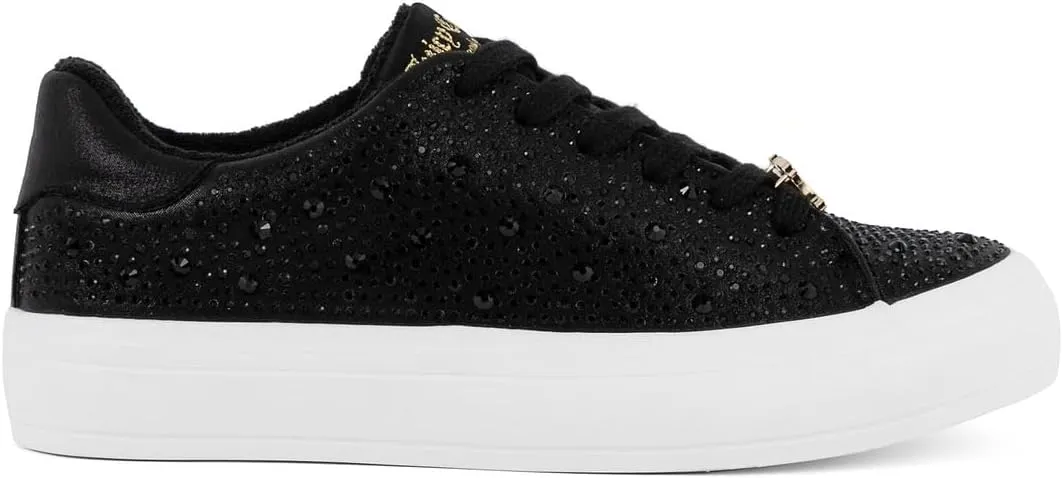 Juicy Couture Women's Classic Lace-Up & Sparkle Pearl Sneakers - Casual Chic, Bling, and Bedazzled