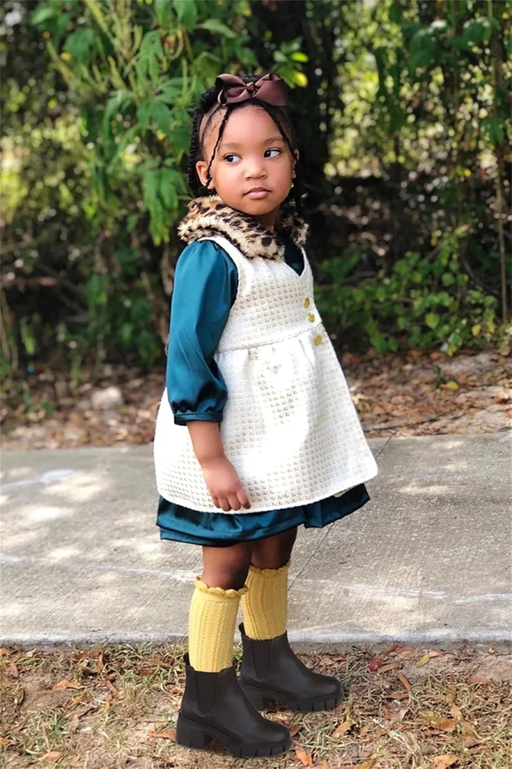 Juliet Holy Boys Girls Ankle Boots Platform Chunky Block Heel Slip On Lug Sole Chelsea Booties for Toddler Little Big Kid
