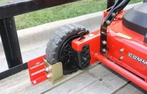 Jungle Jim's Jungle Boot to Secure Push and Some Commercial Mowers or Spreaders to Lawn and Landscape Trailer (Small Mower Boot)