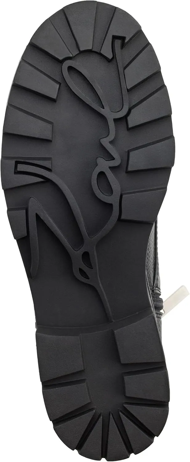 KARL LAGERFELD Women's Lug-Sole Maeva Combat Boot with Crystal Detail