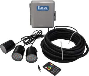 Kasco Fountain w/COLOR-CHANGING LED LIGHTS - 3/4HP - 100ft Cord - 5 patterns, RGB-LED Lighting Kit - 3400JF100, RGB3C5-100 | Floating Fountain With Lights |