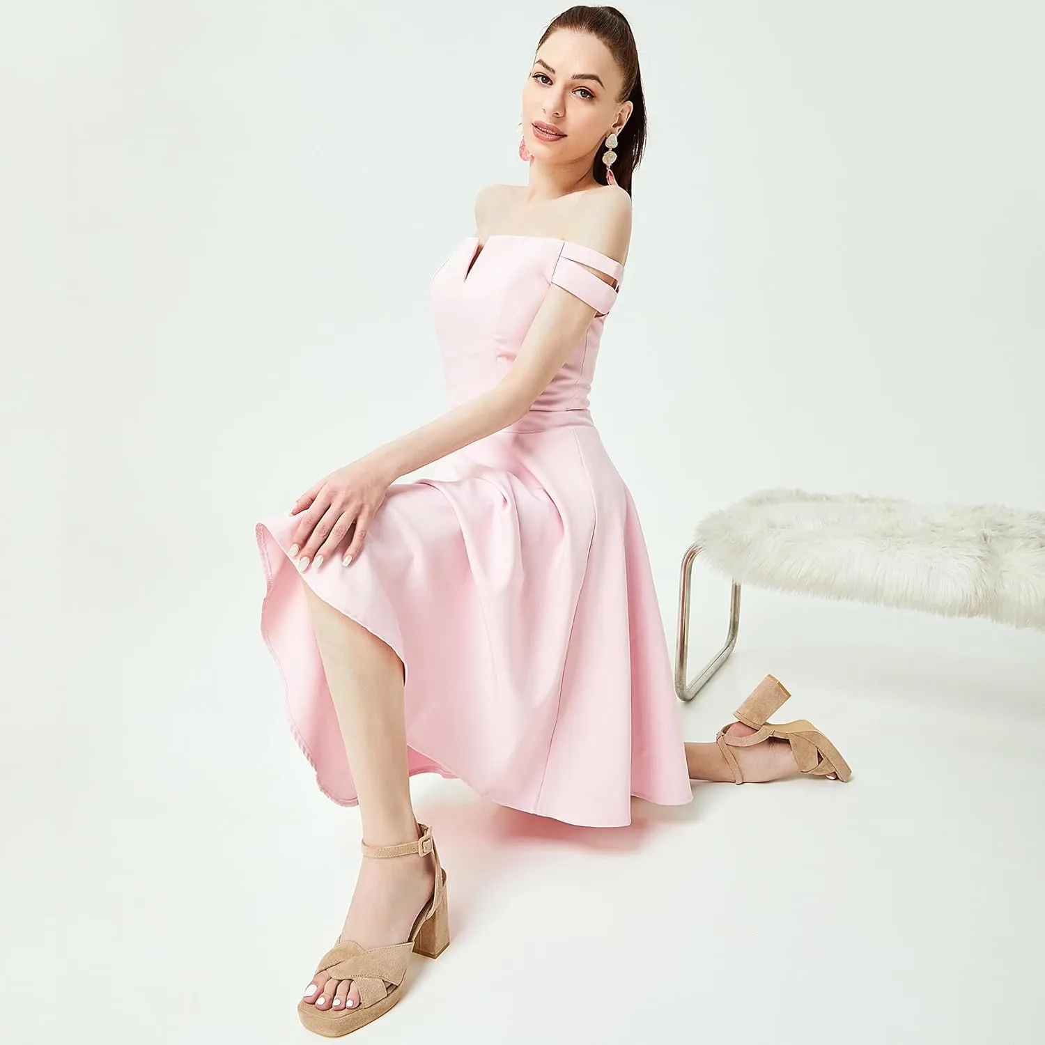 KHPAERMEI Chunky Platform Heels for Women 3.54 Inches Heeled Sandals Comfy Suede Open Toe Ankle Strap Dress High Heels Prom Wedding