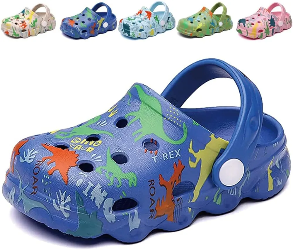 Kids Clogs Boys Girls Toddler Dinosaur Slip on Slide Garden Shoes Cartoon Beach Pool Kids Clog Sandals Slippers Water Clogs