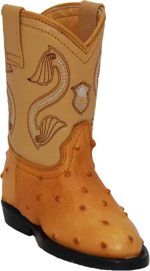 Kids Cowboy Boot Infant Toddler Ostrich Print Western Boot