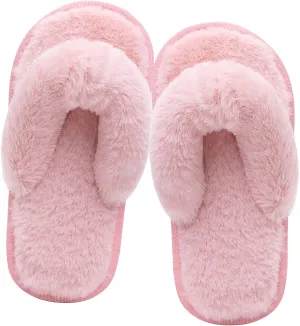Kids Flip Flop Slippers Soft Plush Fuzzy House Home Thong Slippers for Boys and Girls Open Toe Indoor Outdoor Warm Comfy Slip On