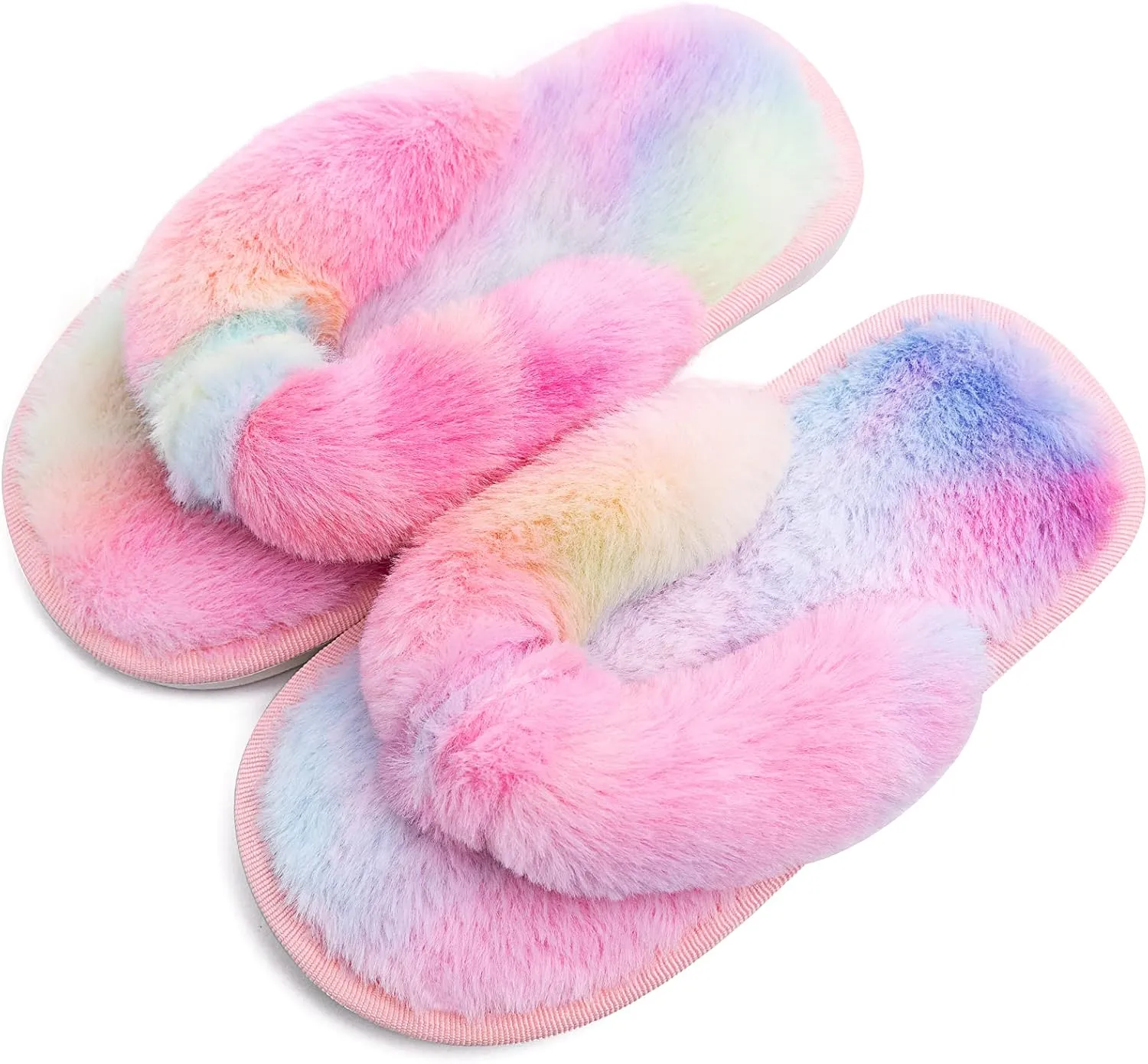 Kids Flip Flop Slippers Soft Plush Fuzzy House Home Thong Slippers for Boys and Girls Open Toe Indoor Outdoor Warm Comfy Slip On