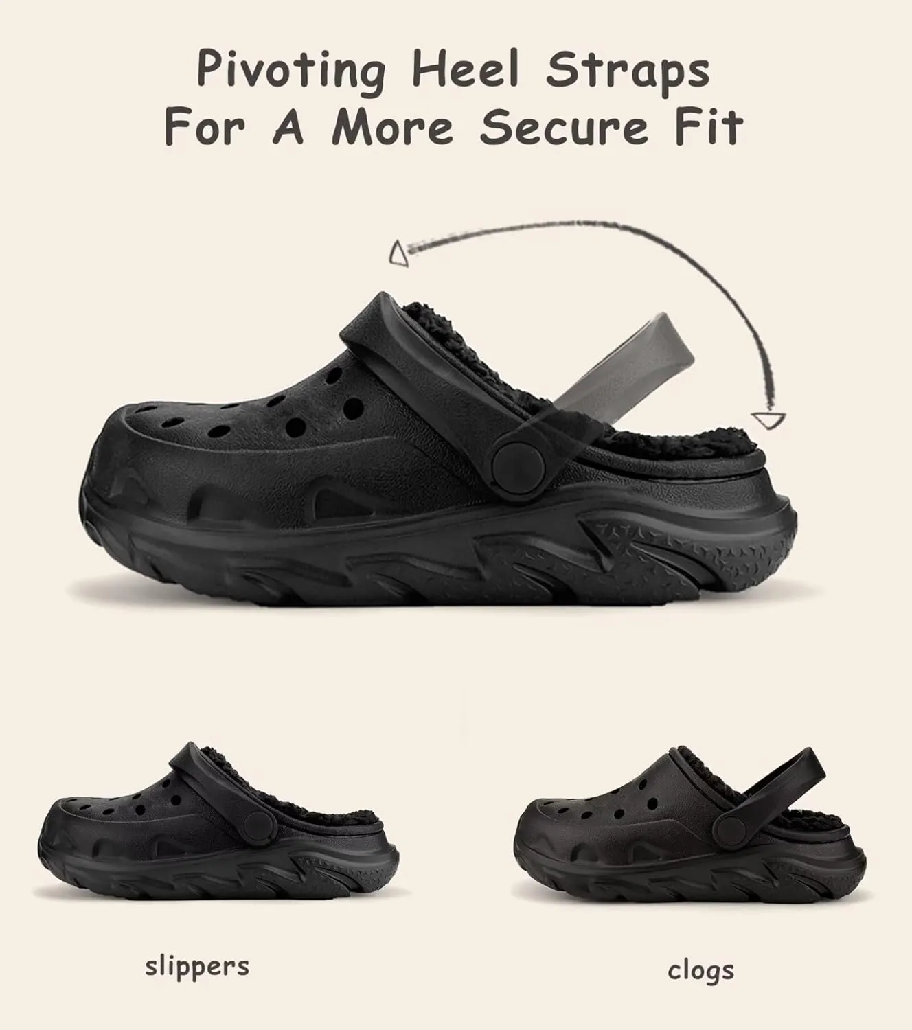 Kids Fur Lined Clog Slip On Winter Slipper for Boys Girls